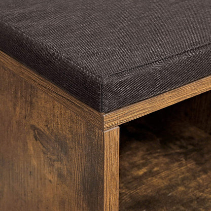 10 cipőtároló pad, cipőpad, cipőtartó párnával, rusztikus barna