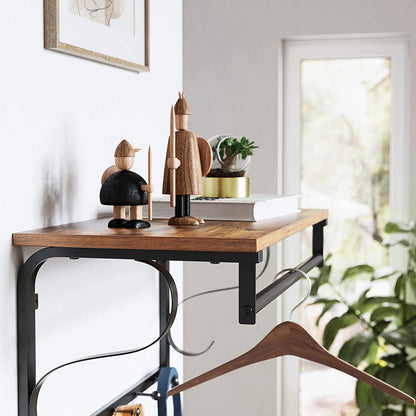 Fali polc akasztókkal, rusztikus barna 60x30x31cm