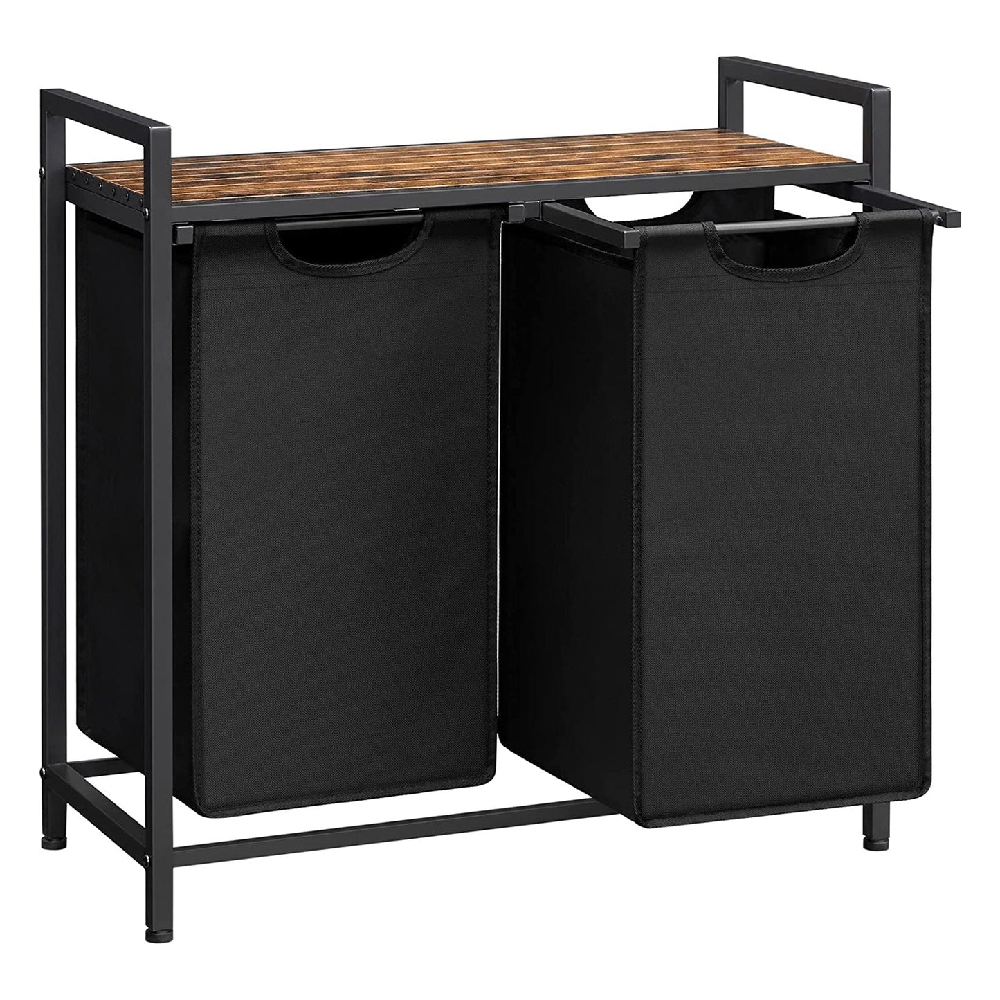 Szennyestartó, kihúzható és levehető ruhatartó zsákkal 2x46L, fekete